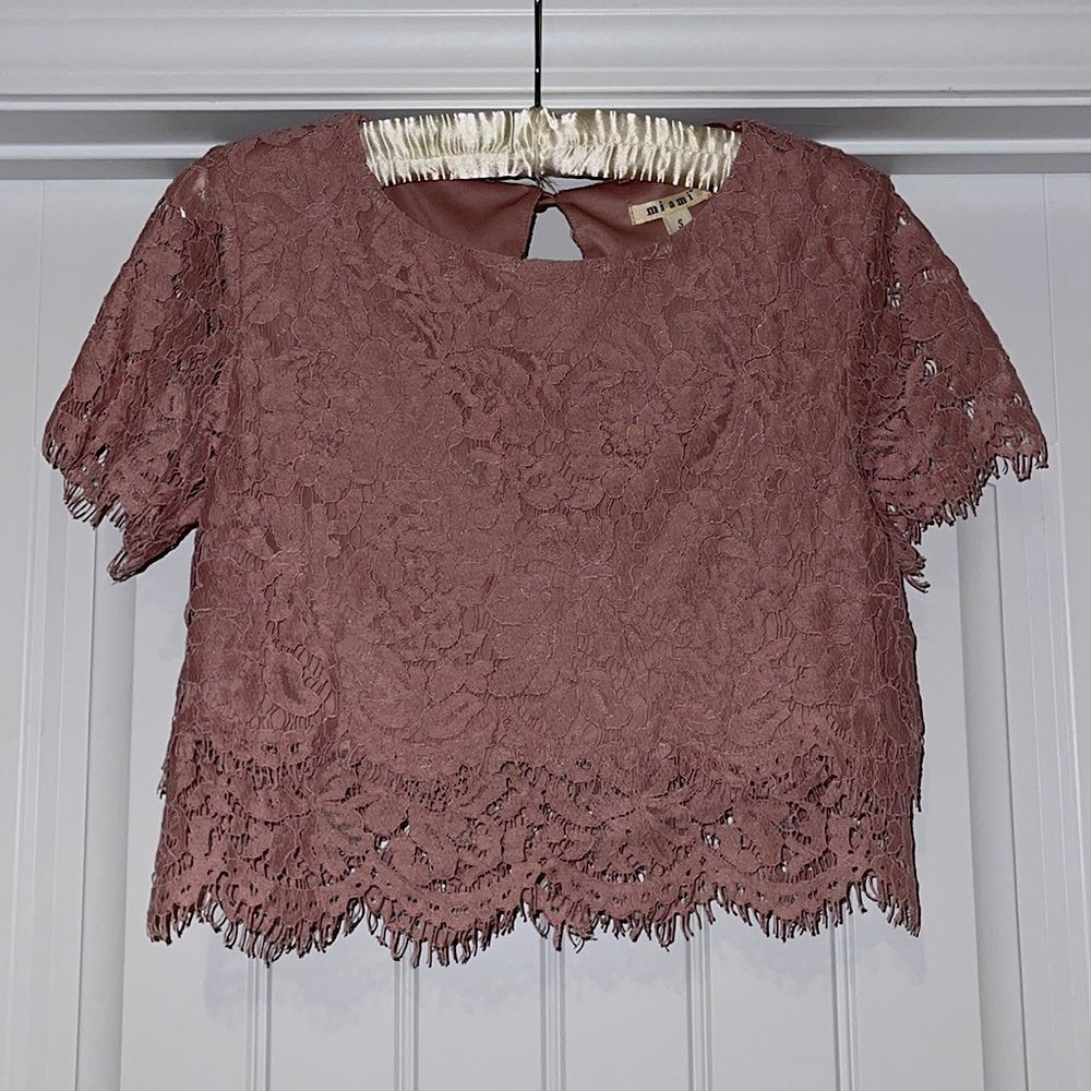 Mauve 2 piece high low tulle skirt set (new with tags)